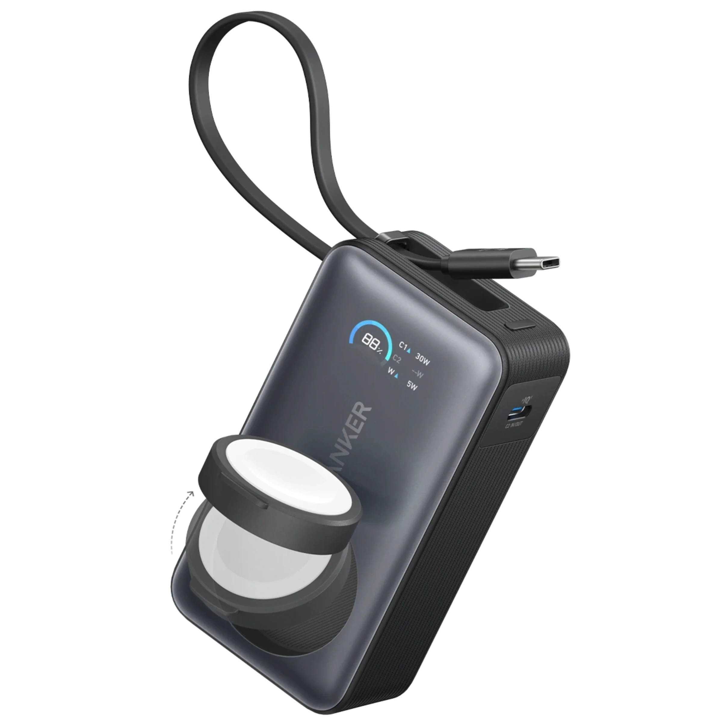 Зовнішній акумулятор [павербанк] Anker MagGo Power Bank 10000mAh 35W Power Bank for Apple Watch - Black Stone (A1657011)