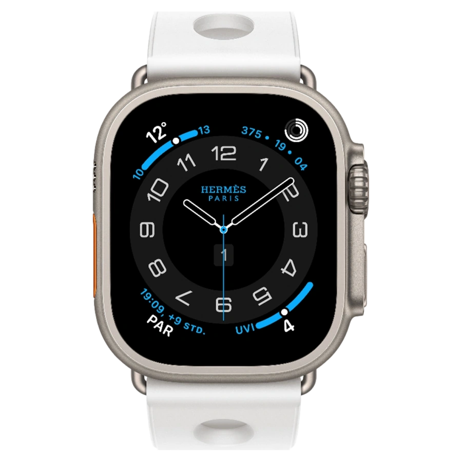 Apple Watch Hermès Ultra 3 GPS + Cellular 49mm Natural Titanium Case with Blanc Scub’H Diving (MF2A4+MGND4)