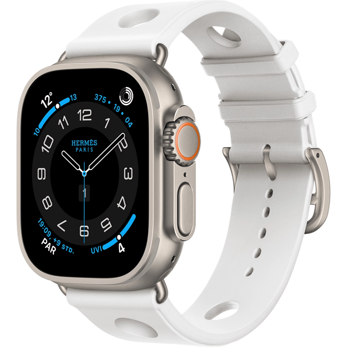 Apple Watch Hermès Ultra 3 GPS + Cellular 49mm Natural Titanium Case with Blanc Scub’H Diving (MF2A4+MGND4)