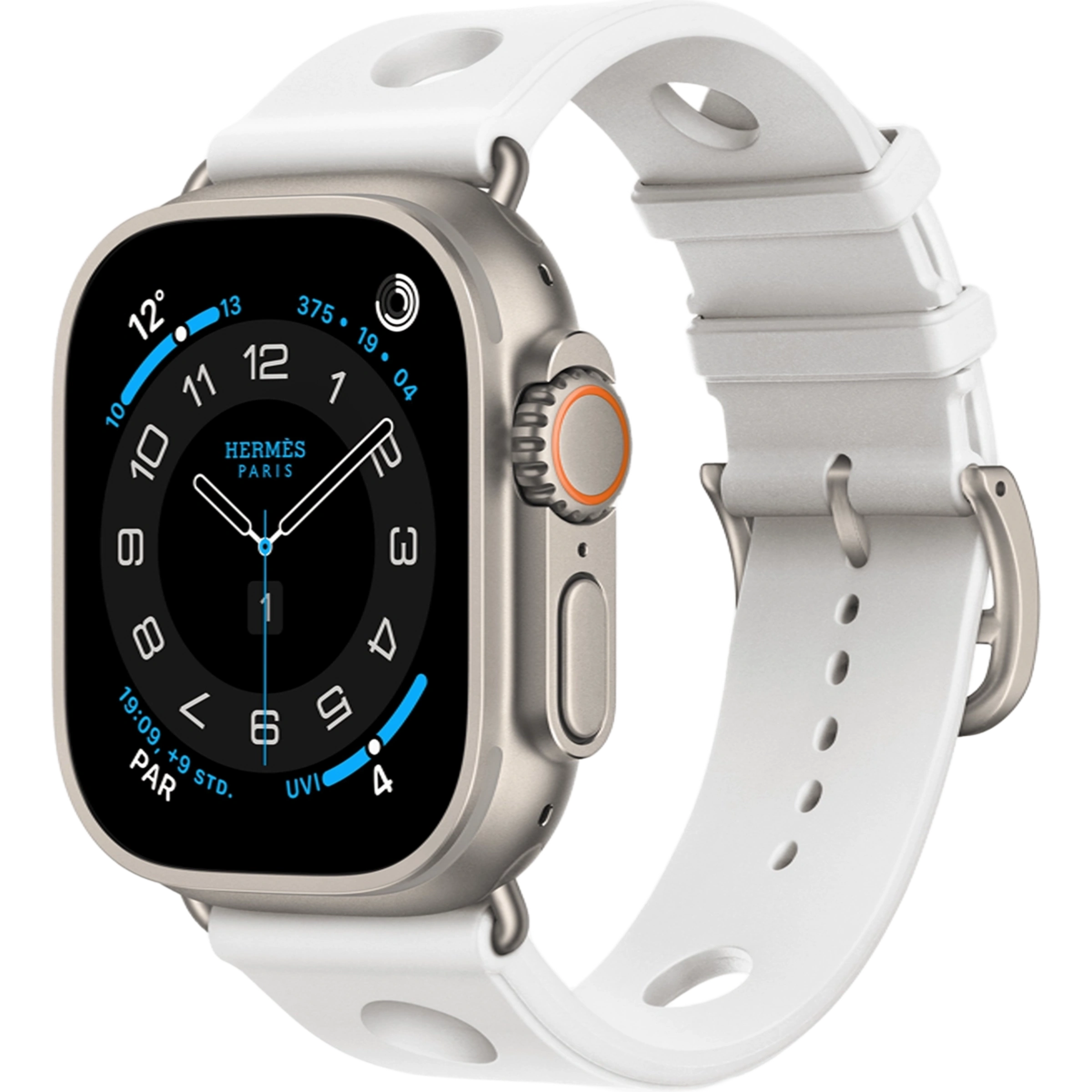 Apple Watch Hermès Ultra 3 GPS + Cellular 49mm Natural Titanium Case with Blanc Scub’H Diving (MF2A4+MGND4)
