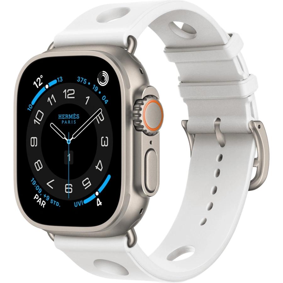 Apple Watch Hermès Ultra 3 GPS + Cellular 49mm Natural Titanium Case with Blanc Scub’H Diving (MF2A4+MGND4)