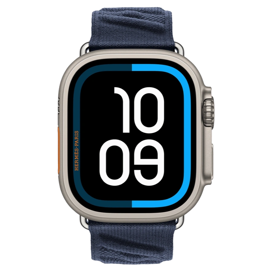 Apple Watch Hermès Ultra 3 GPS + Cellular 49mm Natural Titanium Case with Bleu Nuit En Mer (MF2A4+MXJA3)