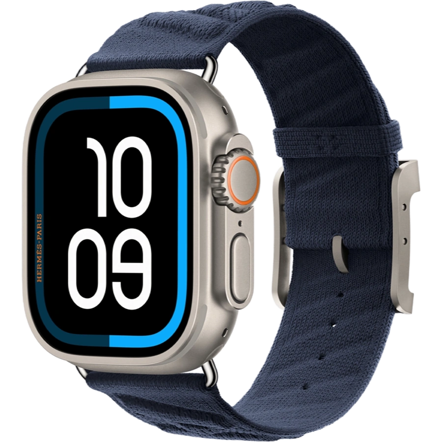 Apple Watch Hermès Ultra 3 GPS + Cellular 49mm Natural Titanium Case with Bleu Nuit En Mer (MF2A4+MXJA3)
