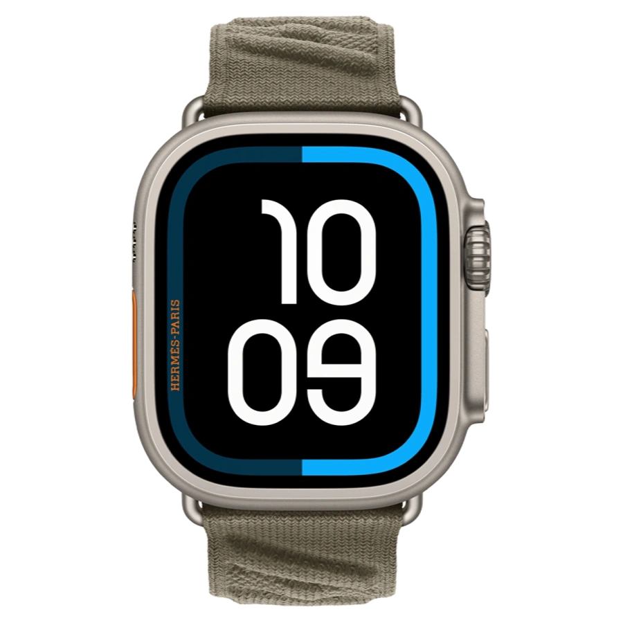 Apple Watch Hermès Ultra 3 GPS + Cellular 49mm Natural Titanium Case with Gris Titane En Mer (MF2A4+MGN84)