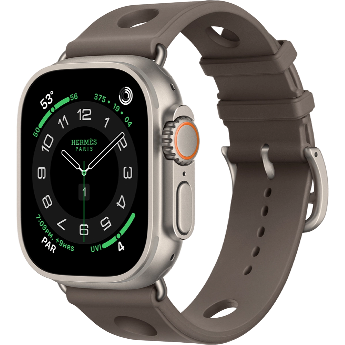 Apple Watch Hermès Ultra 3 GPS + Cellular 49mm Natural Titanium Case with Gris Titane Scub’H Diving (MF2A4+MGNC4)