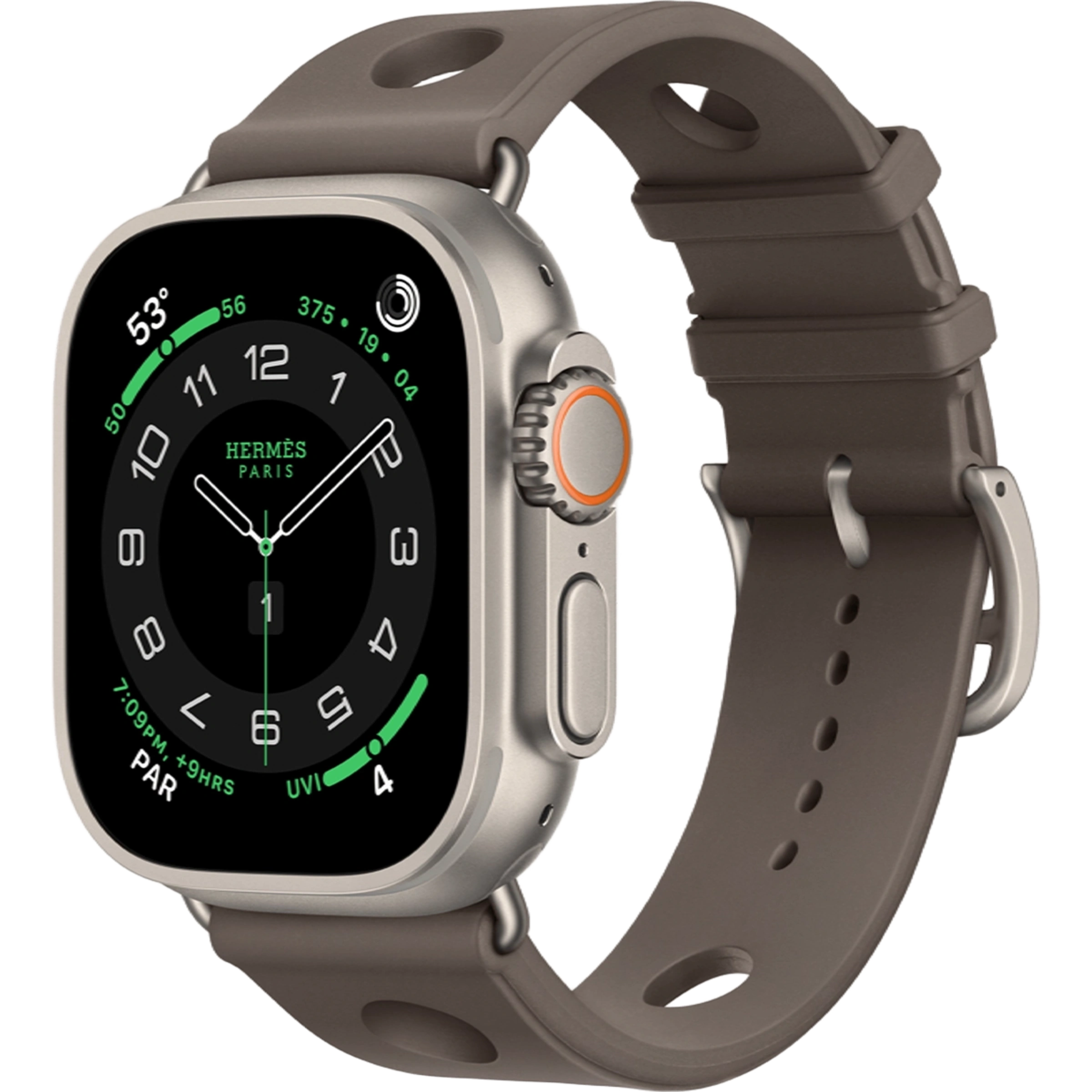 Apple Watch Hermès Ultra 3 GPS + Cellular 49mm Natural Titanium Case with Gris Titane Scub’H Diving (MF2A4+MGNC4)