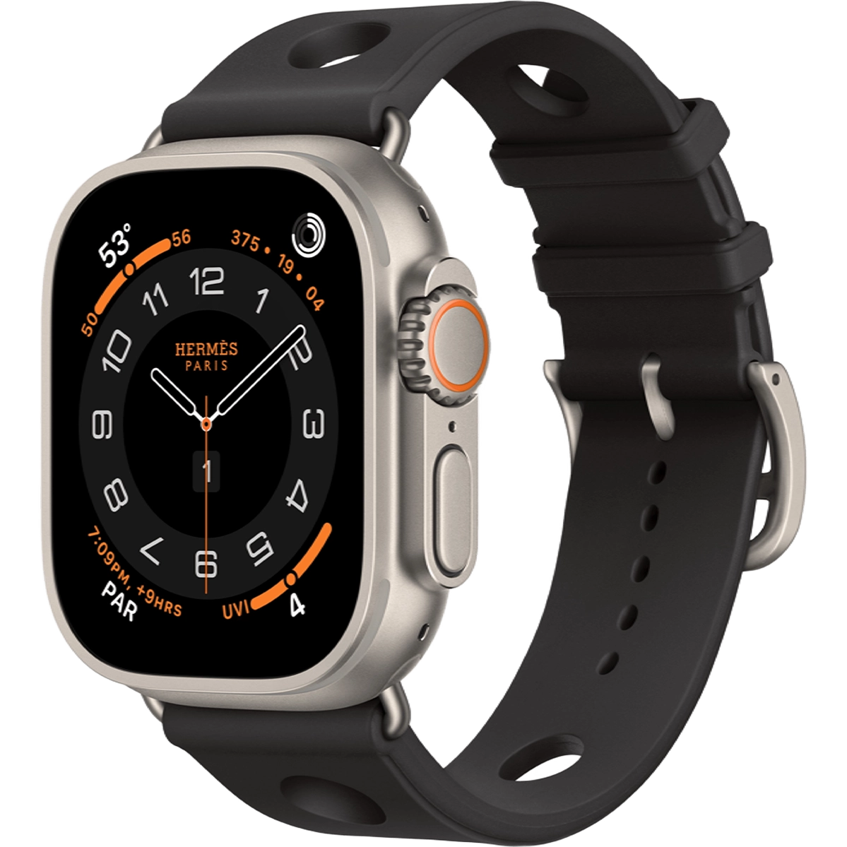 Apple Watch Hermès Ultra 3 GPS + Cellular 49mm Natural Titanium Case with Noir Scub’H Diving (MF2A4+MGNA4)