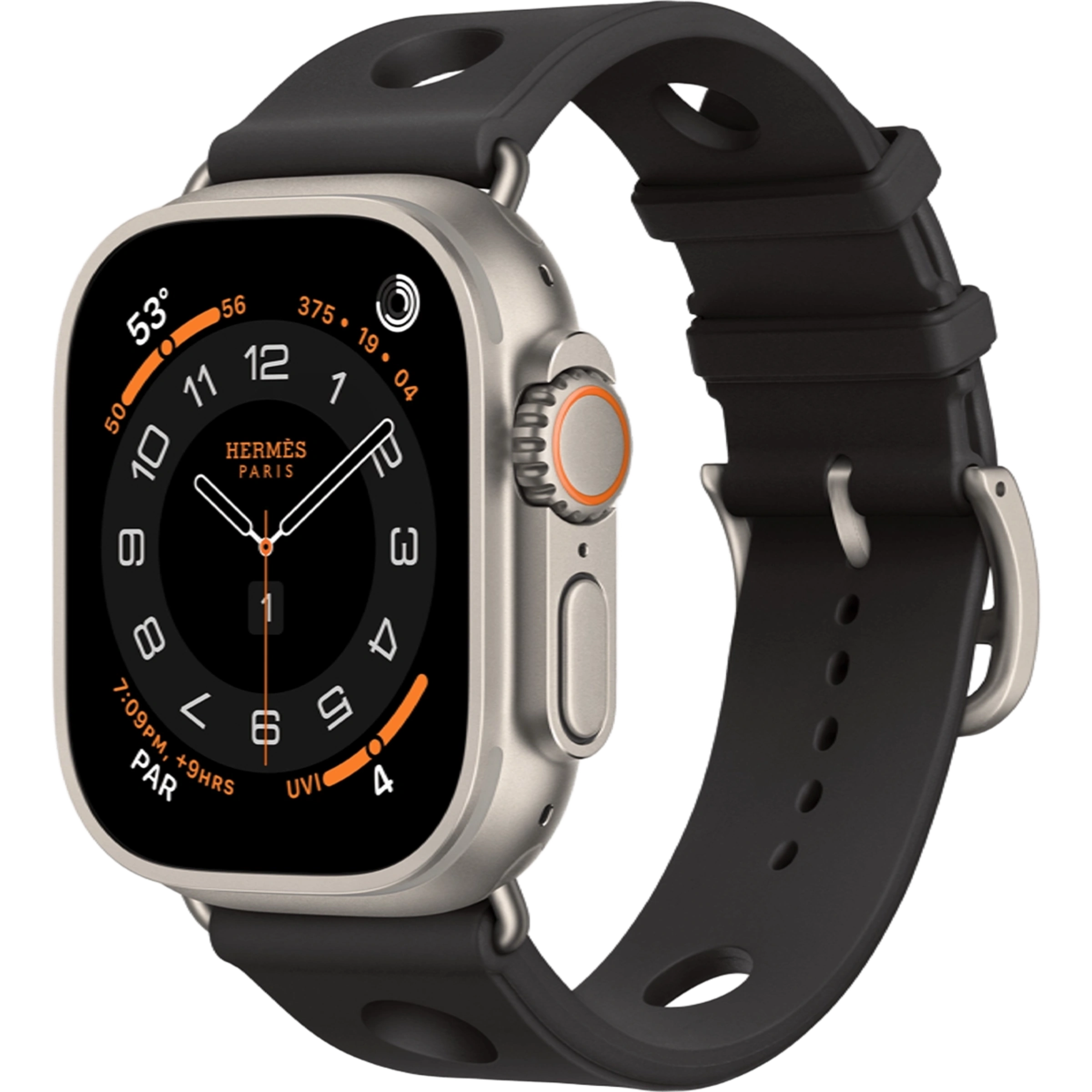 Apple Watch Hermès Ultra 3 GPS + Cellular 49mm Natural Titanium Case with Noir Scub’H Diving (MF2A4+MGNA4)