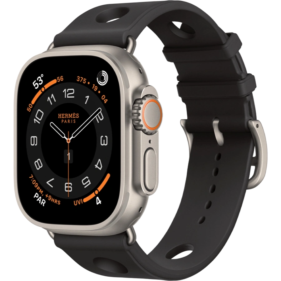Apple Watch Hermès Ultra 3 GPS + Cellular 49mm Natural Titanium Case with Noir Scub’H Diving (MF2A4+MGNA4)