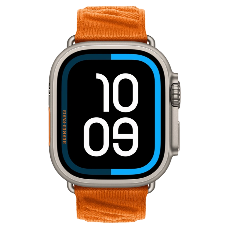 Apple Watch Hermès Ultra 3 GPS + Cellular 49mm Natural Titanium Case with Orange En Mer (MF2A4+MGN94)