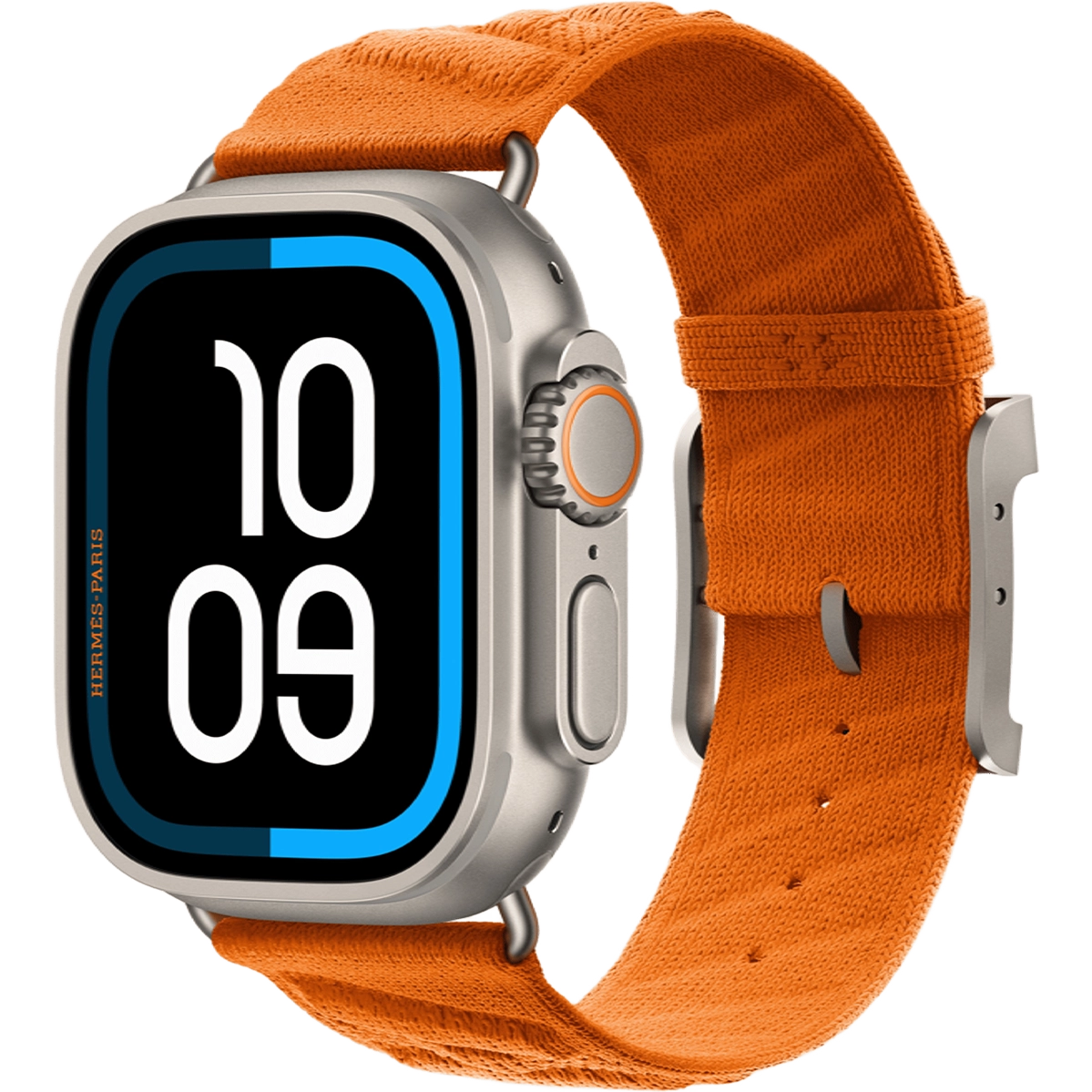 Apple Watch Hermès Ultra 3 GPS + Cellular 49mm Natural Titanium Case with Orange En Mer (MF2A4+ MGN94)