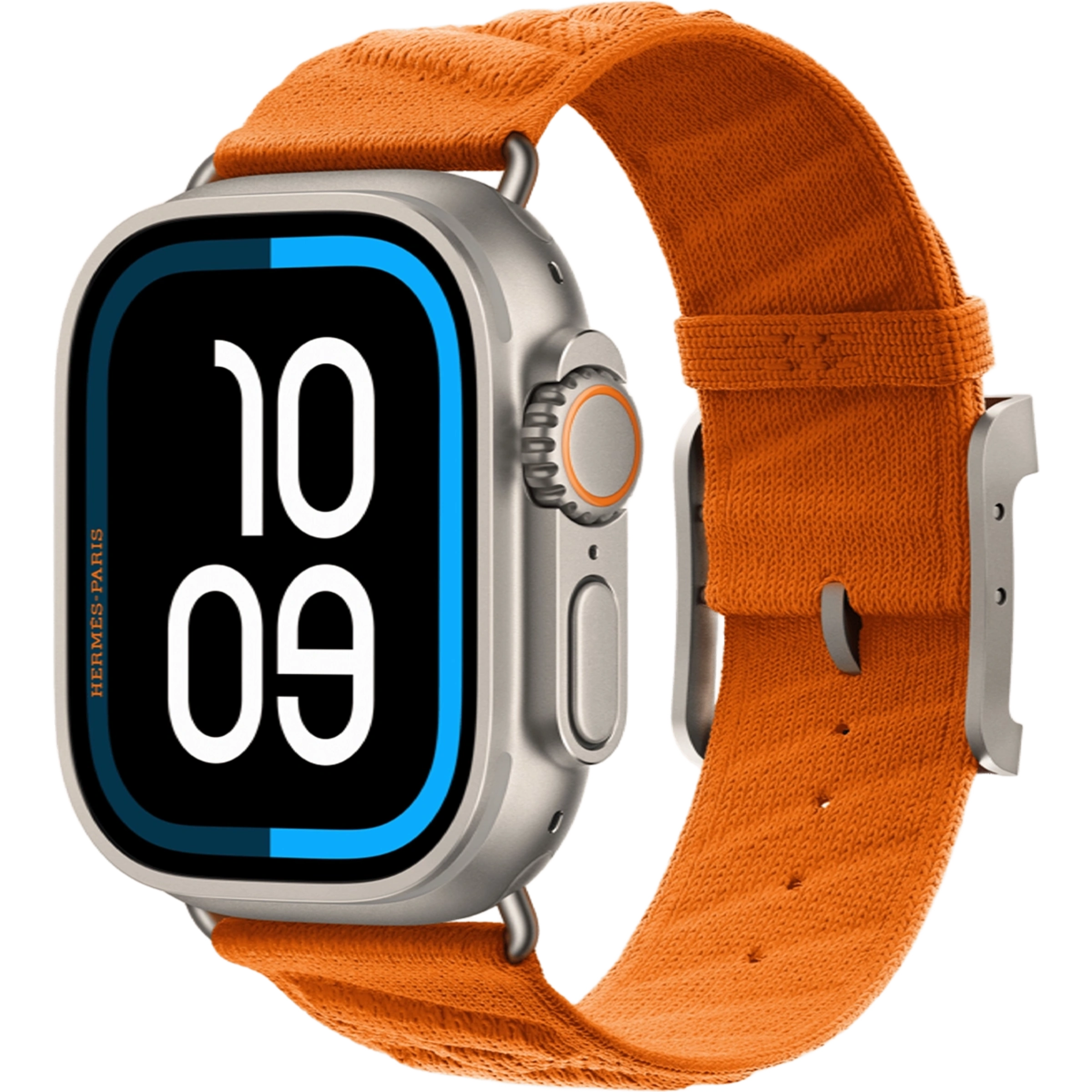 Apple Watch Hermès Ultra 3 GPS + Cellular 49mm Natural Titanium Case with Orange En Mer (MF2A4+ MGN94)