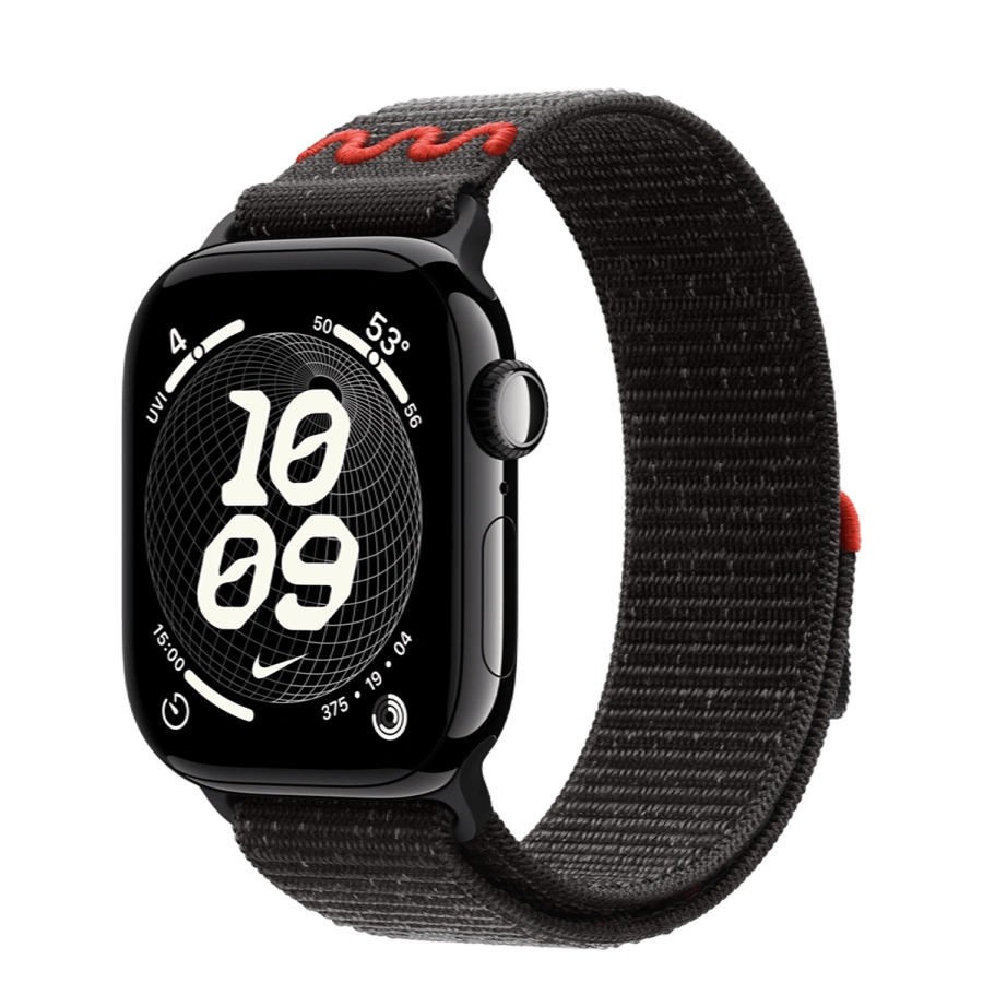 Apple Watch Series 11 GPS 42mm Jet Black Aluminium Case with Midnight Black Nike Sport Loop (MEW04+MGCX4)