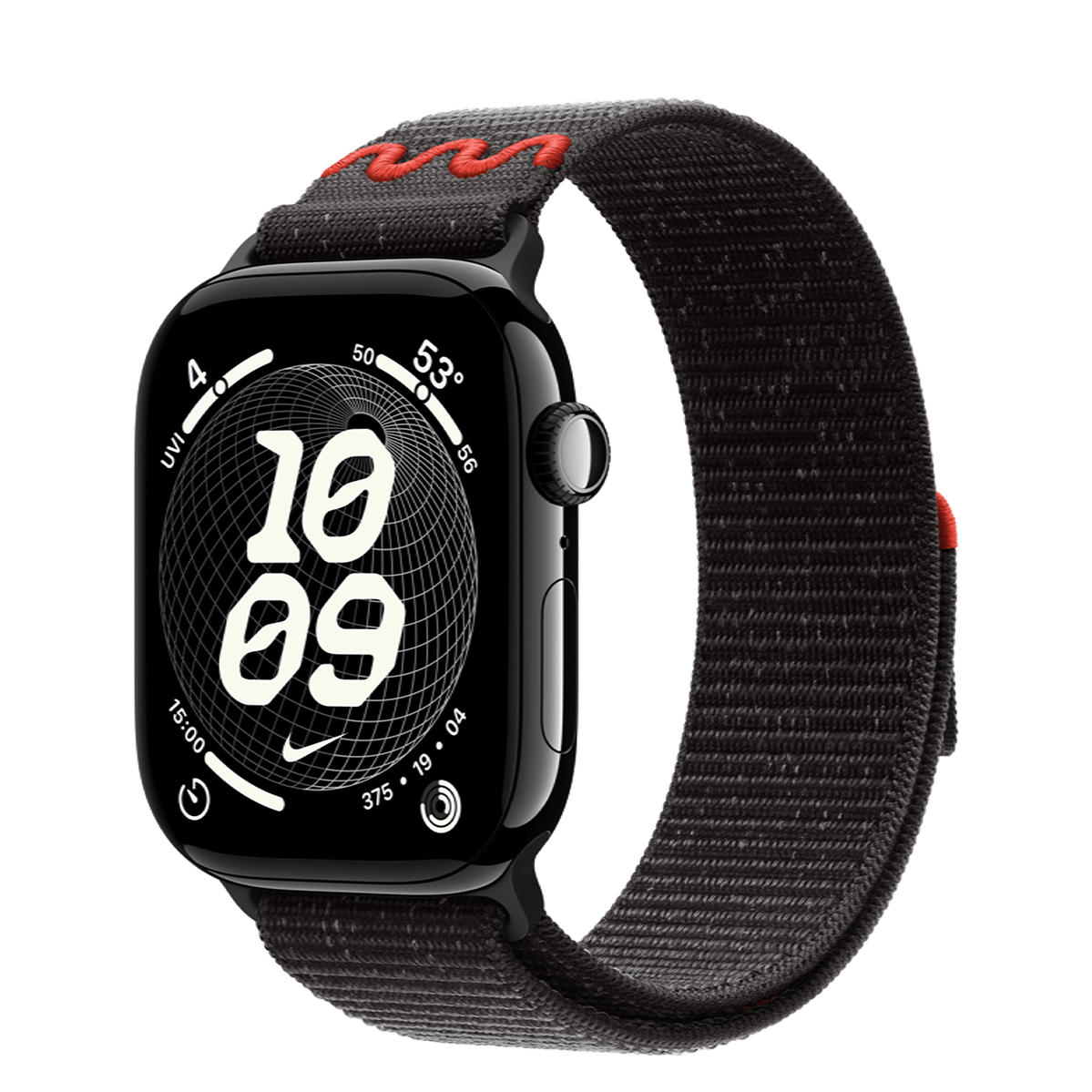 Apple Watch Series 11 GPS 46mm Jet Black Aluminum Case with Midnight Black Nike Sport Loop (MEW84+MGD34)