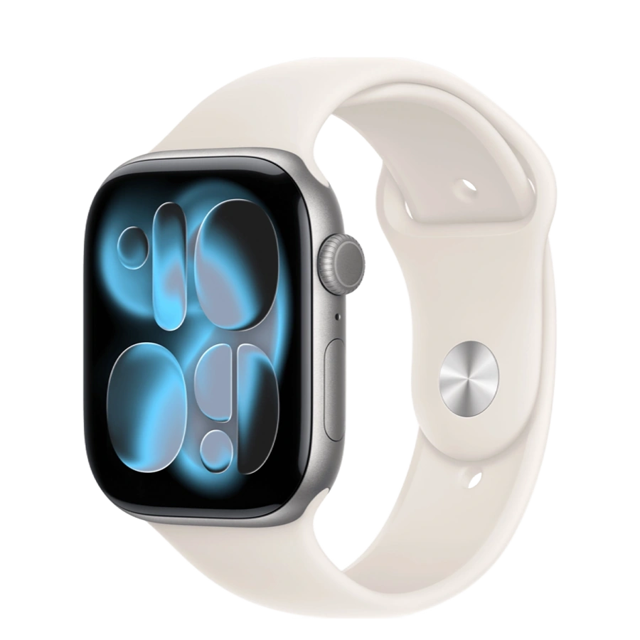 Apple Watch Series 11 GPS 46mm Space Gray Aluminum Case with Starlight Sport Band - M/L (MEW94+MXM73)