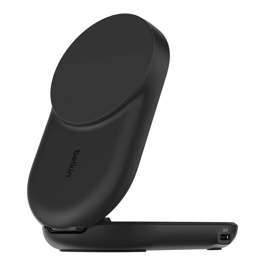 Беспроводное зарядное устройство Belkin UltraCharge 2-in-1 Foldable Magnetic Charger with Qi2 25W [Round Form] - Black (WIZ039kqBK)