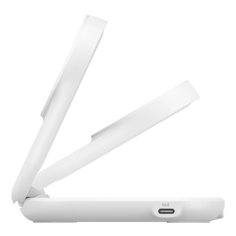 Беспроводное зарядное устройство Belkin UltraCharge 2-in-1 Foldable Magnetic Charger with Qi2 25W [Round Form] - White (WIZ039kqWH)