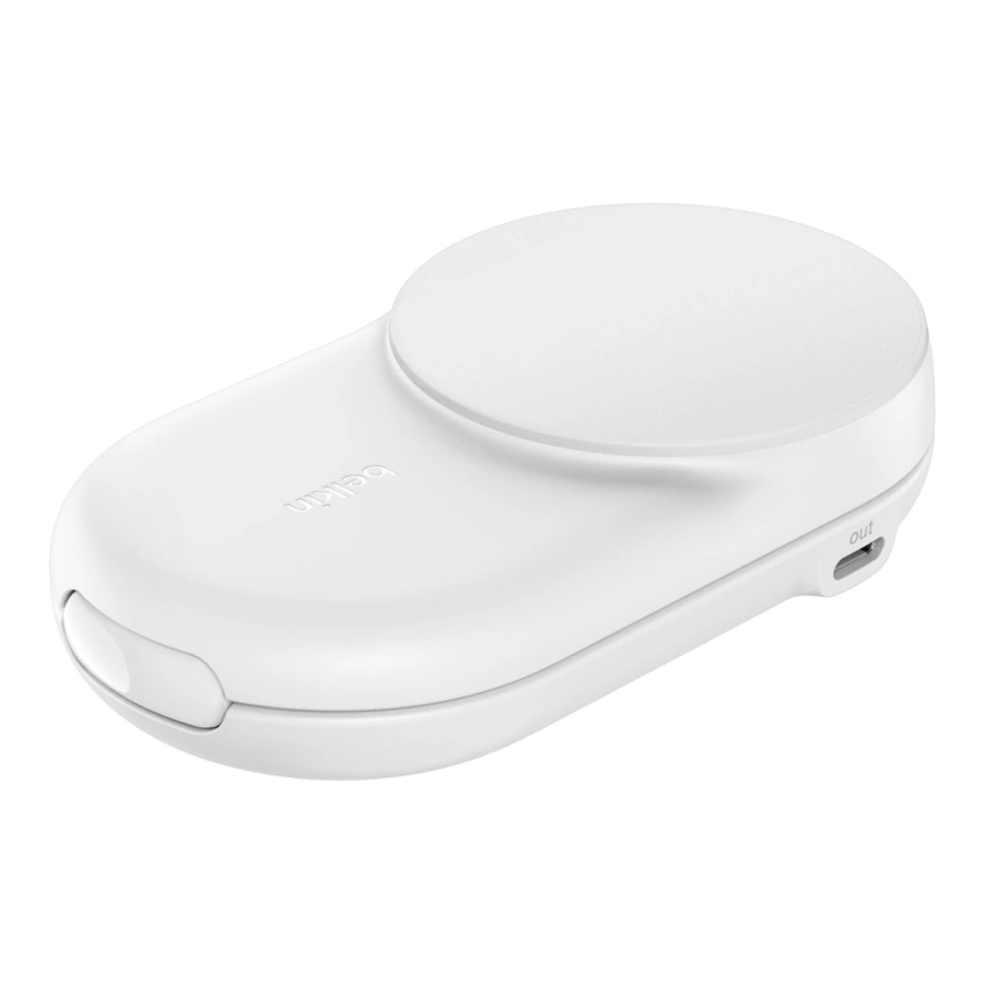Беспроводное зарядное устройство Belkin UltraCharge 2-in-1 Foldable Magnetic Charger with Qi2 25W [Round Form] - White (WIZ039kqWH)