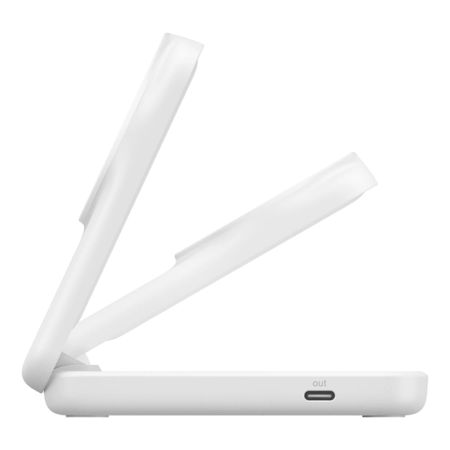 Беспроводное зарядное устройство Belkin UltraCharge 2-in-1 Foldable Magnetic Charger with Qi2 25W [Square Form] - White (WIZ038kqWH)