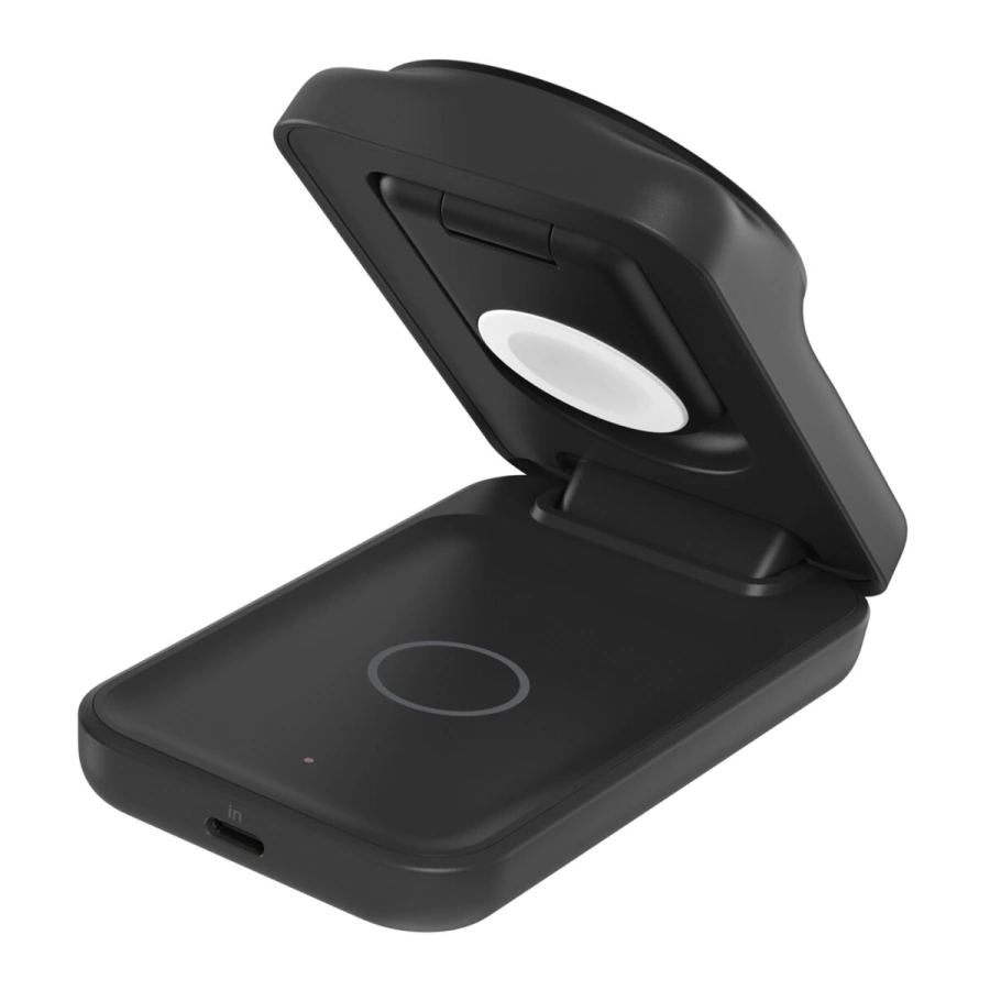 Беспроводное зарядное устройство Belkin UltraCharge 3-in-1 Foldable Magnetic Charger with Qi2 25W [Square Form] - Black (WIZ036kqBK)