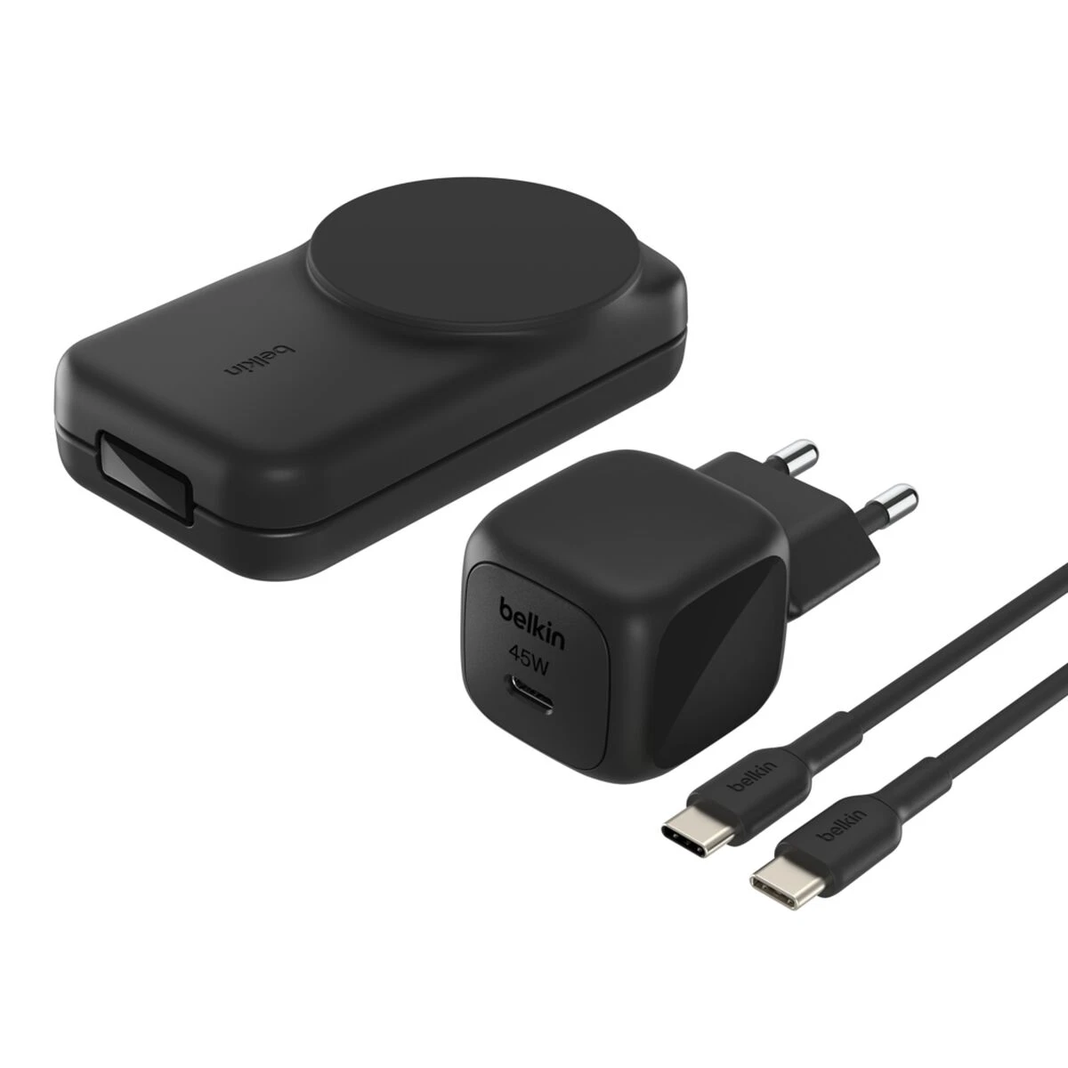 Беспроводное зарядное устройство Belkin UltraCharge 3-in-1 Foldable Magnetic Charger with Qi2 25W [Square Form] - Black (WIZ036kqBK)