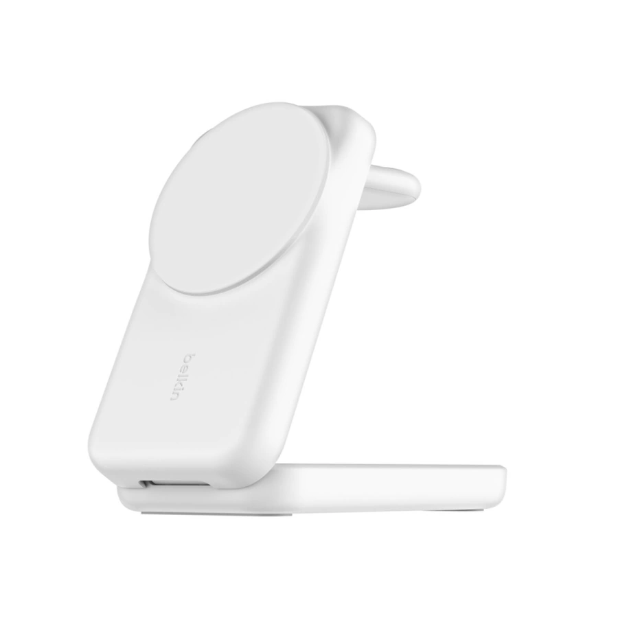 Беспроводное зарядное устройство Belkin UltraCharge 3-in-1 Foldable Magnetic Charger with Qi2 25W [Square Form] - White (WIZ036kqWH)