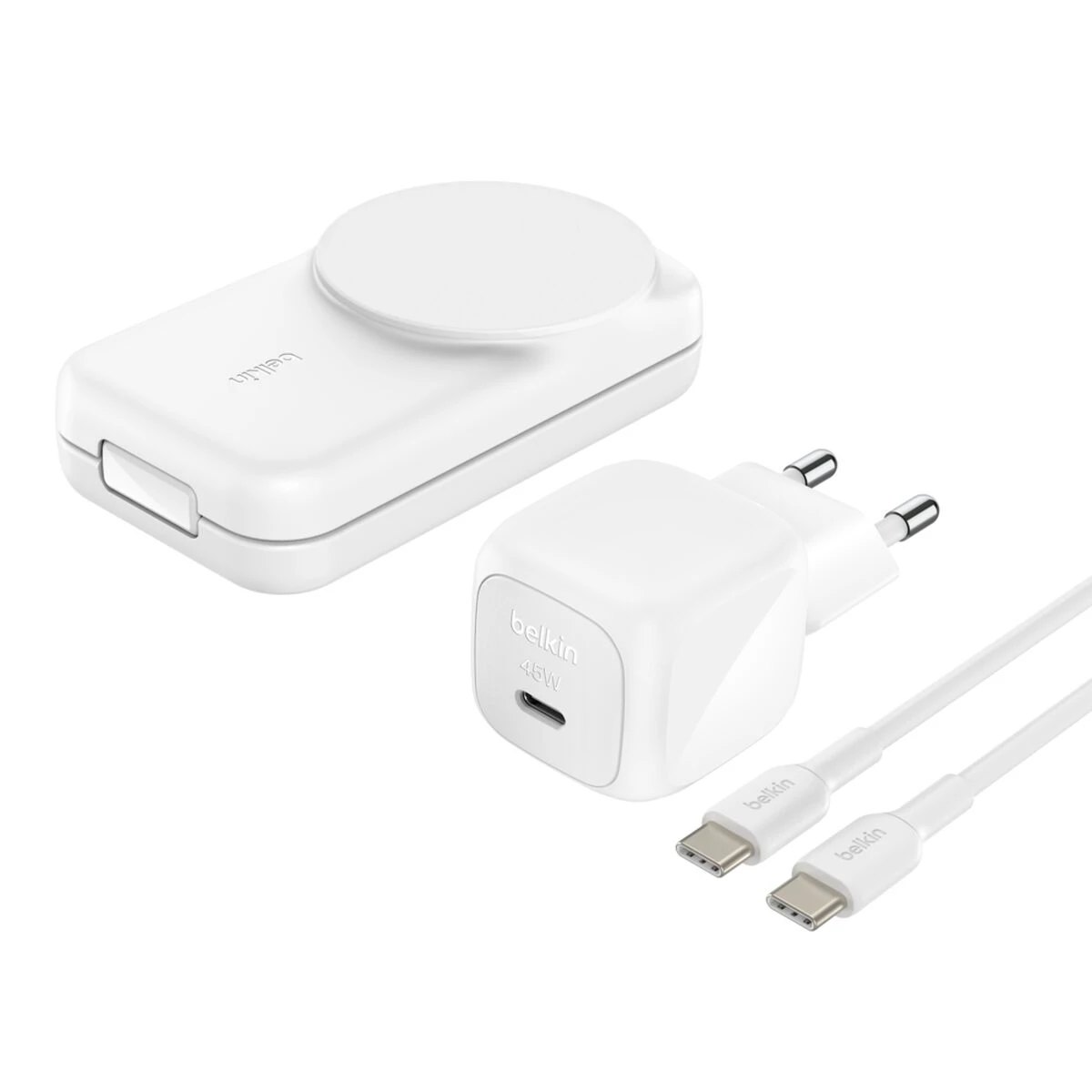 Беспроводное зарядное устройство Belkin UltraCharge 3-in-1 Foldable Magnetic Charger with Qi2 25W [Square Form] - White (WIZ036kqWH)