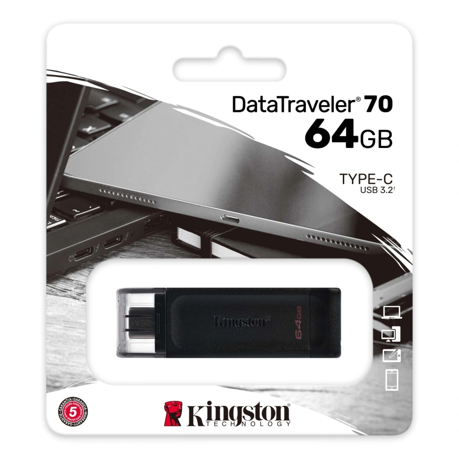 Флеш-накопичувач Kingston USB 3.2 DT 70 64GB Type-C (DT70/64GB)