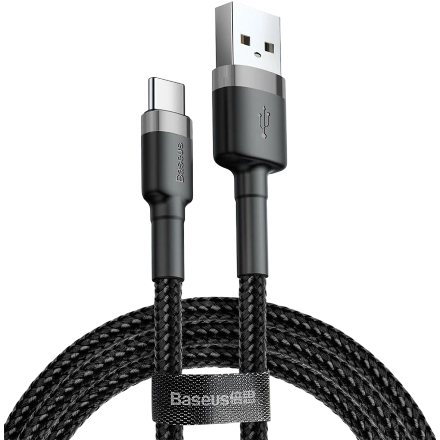 Кабель Baseus Cafule Cable USB For Type-C 3A 0.5m - Gray/Black (CATKLF-AG1)