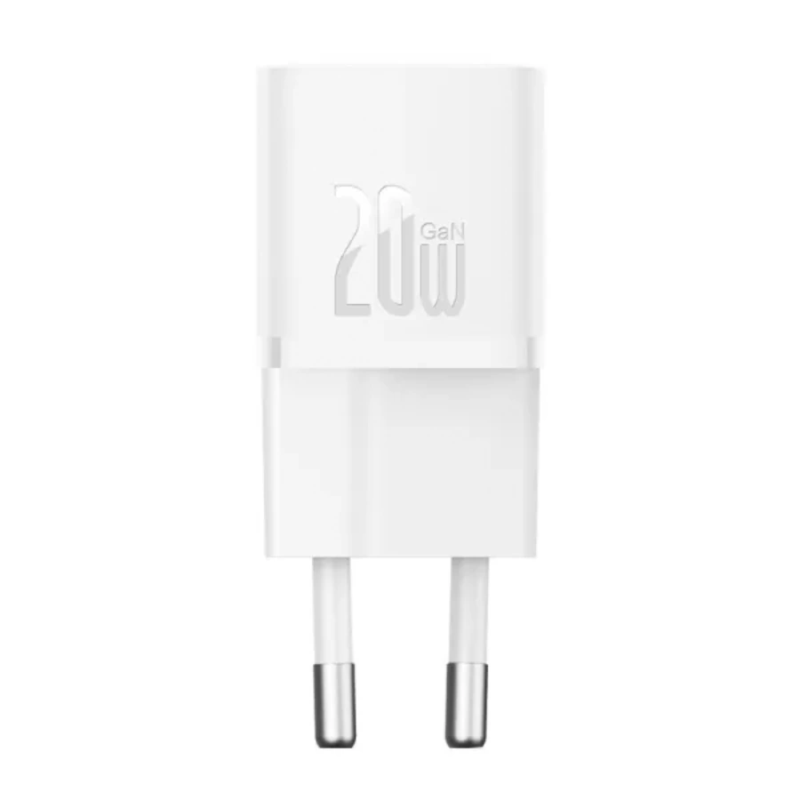 Мережевий зарядний пристрій з кабелем Baseus GaN5 Fast Charger mini 1C 20W EU Moon White (P10110900213-01)