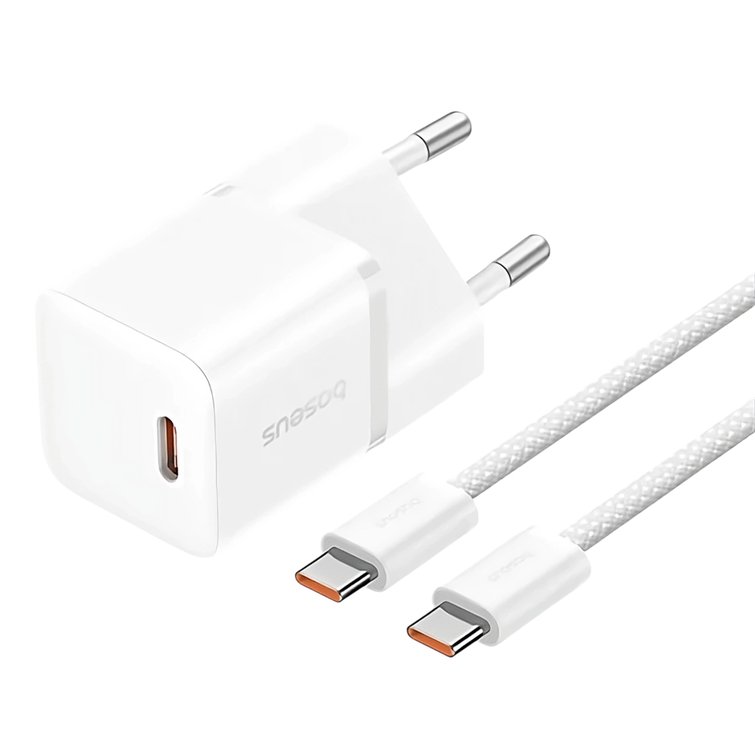 Мережевий зарядний пристрій з кабелем Baseus GaN5 Fast Charger mini 1C 20W EU Moon White (P10110900213-01)