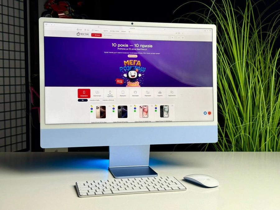 ВІТРИННИЙ Apple iMac 24" 2024 M4 8CPU/8GPU/16GB/256GB Blue (MWUF3) | Стан: гарний | Гарантія: 3 місяці | Комплект: повний