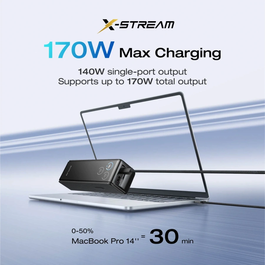 Павербанк EcoFlow RAPID Powerbank 25000mAh 170W - Silver (EF-RAPID25K140W-S-EU)