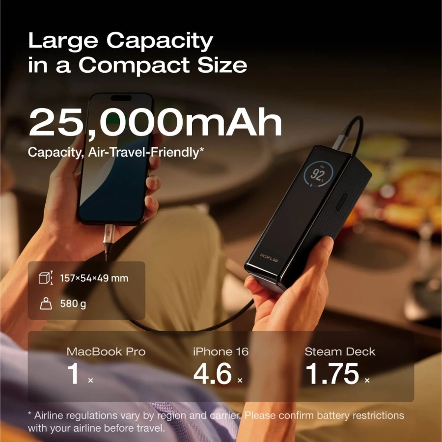 Павербанк EcoFlow RAPID Powerbank 25000mAh 170W - Silver (EF-RAPID25K140W-S-EU)