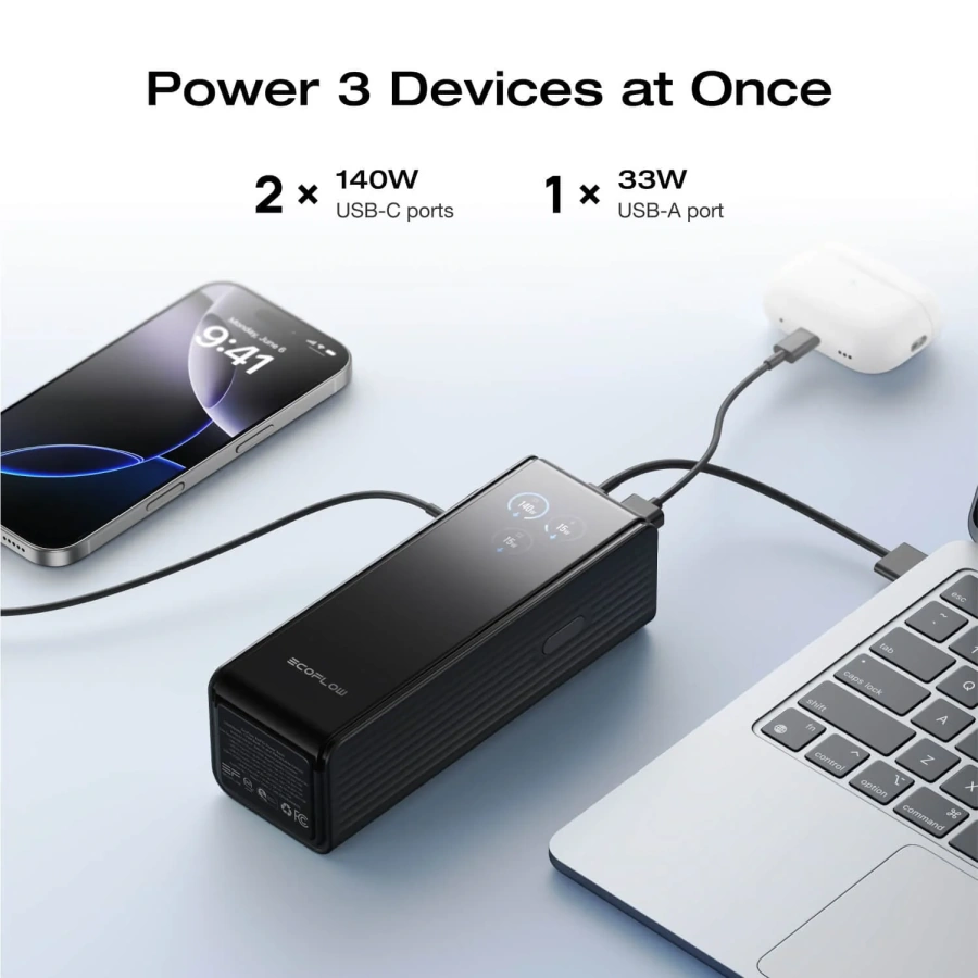 Павербанк EcoFlow RAPID Powerbank 25000mAh 170W - Silver (EF-RAPID25K140W-S-EU)