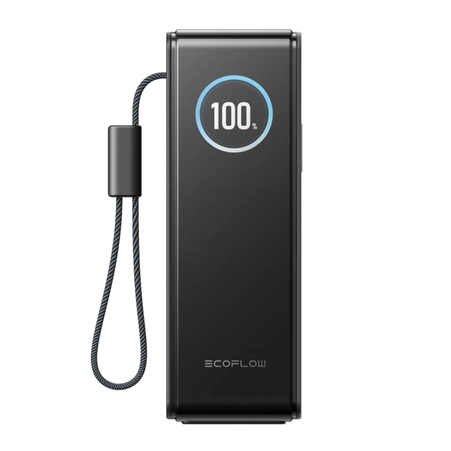 Павербанк із вбудованим і висувним кабелями EcoFlow RAPID Powerbank 25000mAh 170W - Black (EF-RAPID25K100W-B-EU)