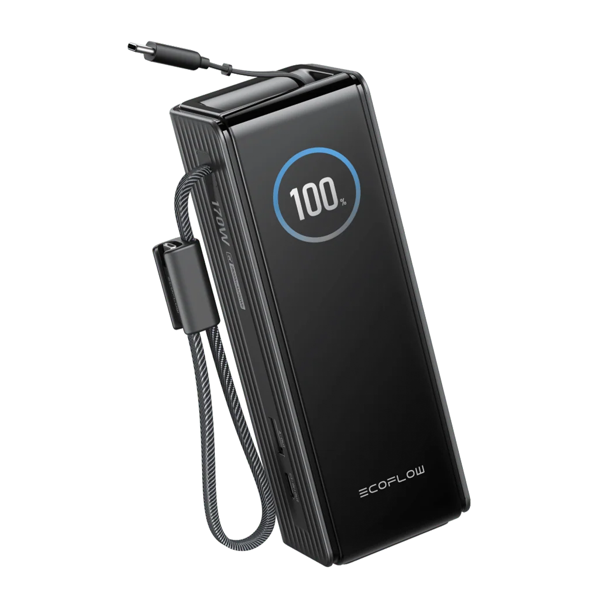 Павербанк із вбудованим і висувним кабелями EcoFlow RAPID Powerbank 25000mAh 170W - Black (EF-RAPID25K100W-B-EU)
