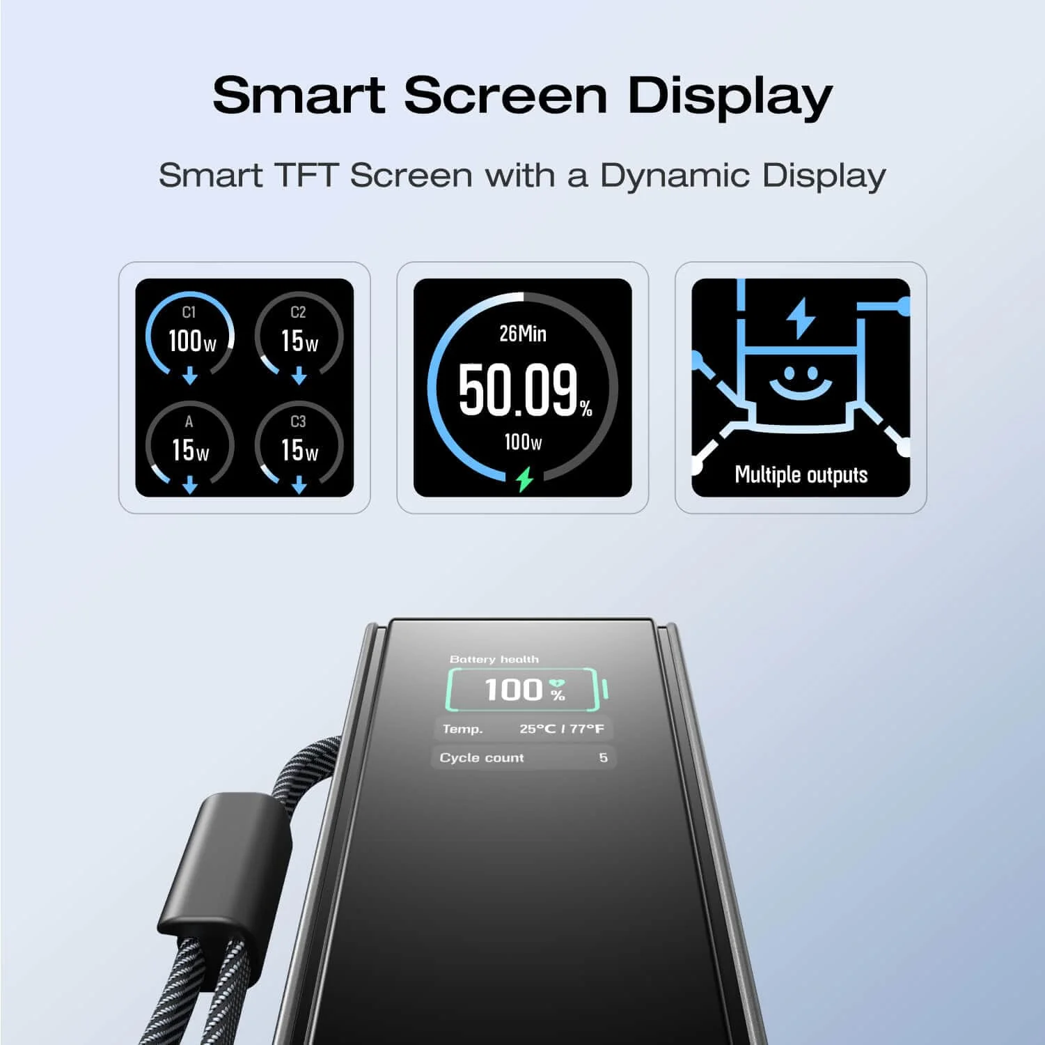 Павербанк із вбудованим і висувним кабелями EcoFlow RAPID Powerbank 25000mAh 170W - Silver (EF-RAPID25K100W-S-EU)