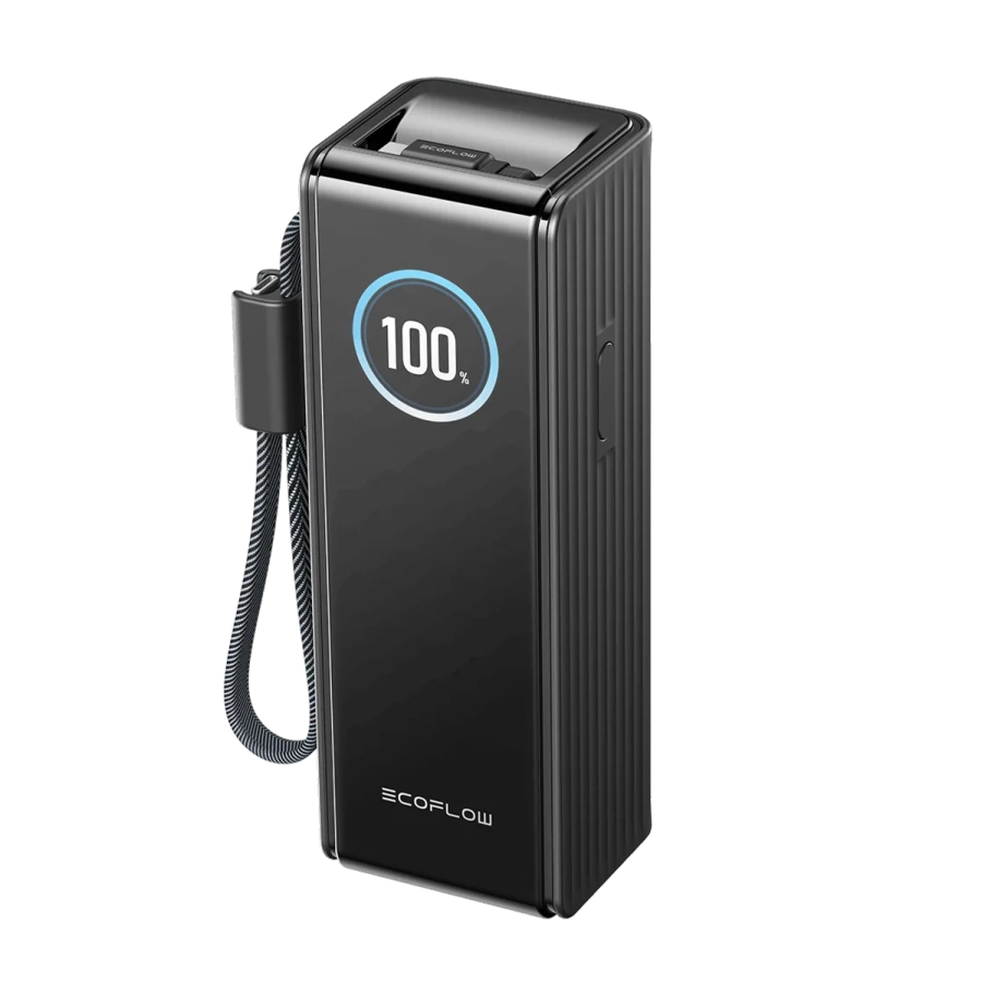 Павербанк із вбудованим і висувним кабелями EcoFlow RAPID Powerbank 25000mAh 170W - Black (EF-RAPID25K100W-B-EU)