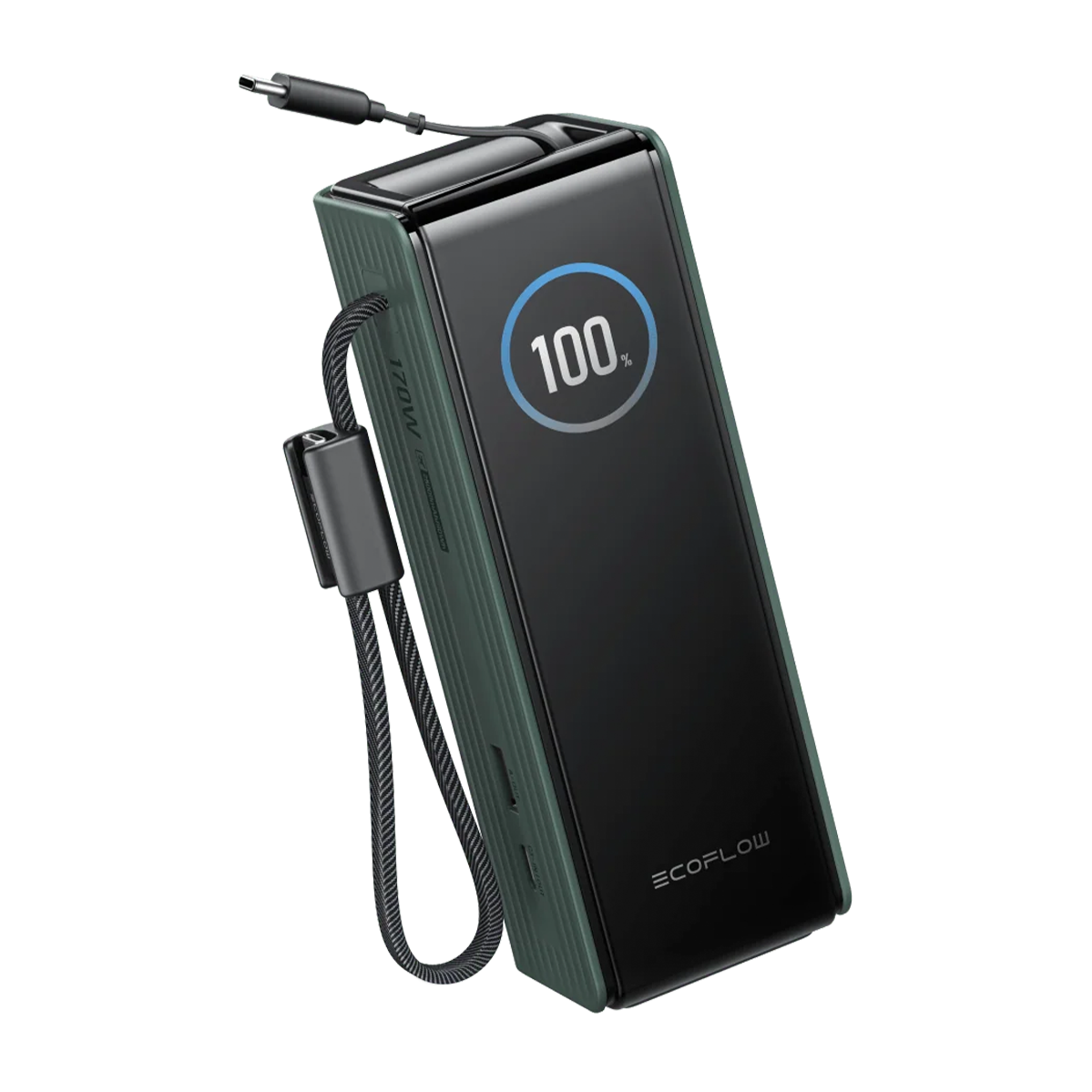 Павербанк із вбудованим і висувним кабелями EcoFlow RAPID Powerbank 25000mAh 170W - Green (EF-RAPID25K100W-G-EU)