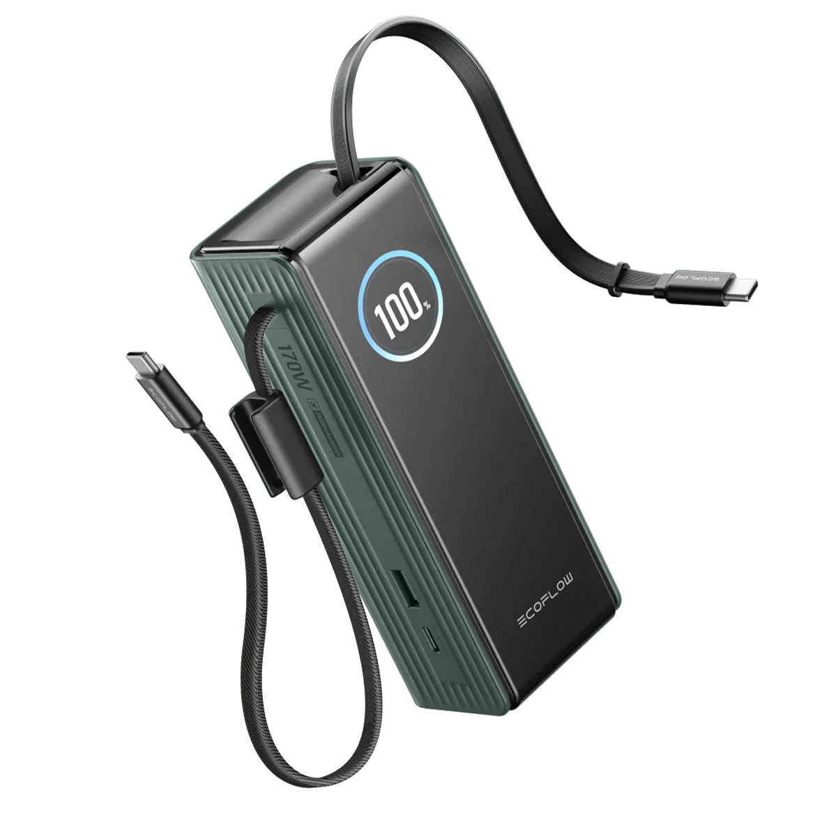 Павербанк із вбудованим і висувним кабелями EcoFlow RAPID Powerbank 25000mAh 170W - Green (EF-RAPID25K100W-G-EU)