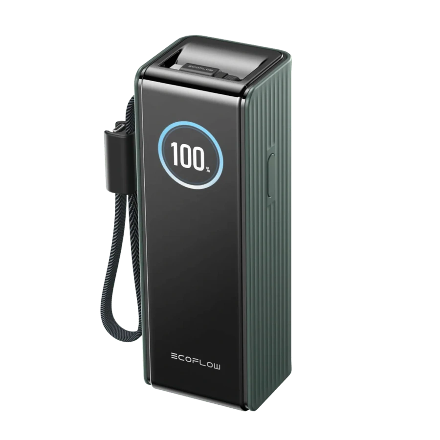 Павербанк із вбудованим і висувним кабелями EcoFlow RAPID Powerbank 25000mAh 170W - Green (EF-RAPID25K100W-G-EU)