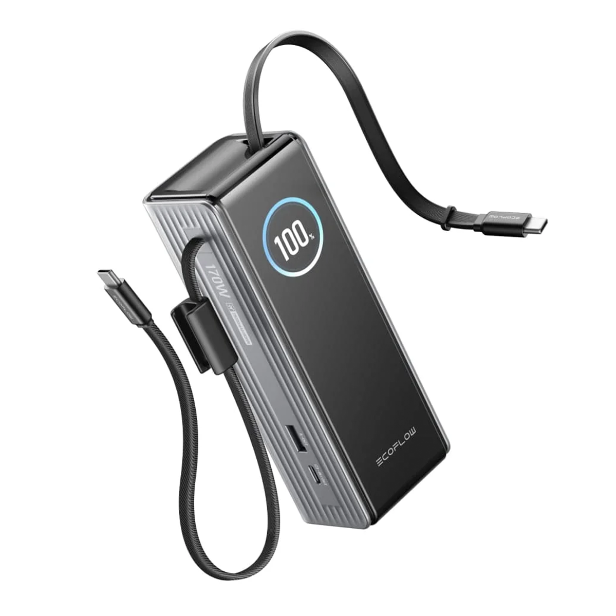 Павербанк із вбудованим і висувним кабелями EcoFlow RAPID Powerbank 25000mAh 170W - Silver (EF-RAPID25K100W-S-EU)