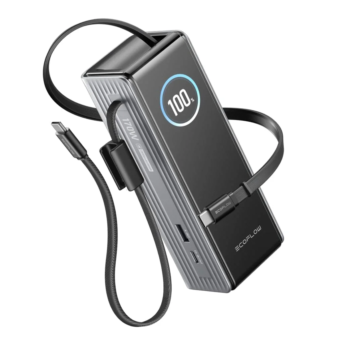 Павербанк із вбудованим і висувним кабелями EcoFlow RAPID Powerbank 25000mAh 170W - Silver (EF-RAPID25K100W-S-EU)