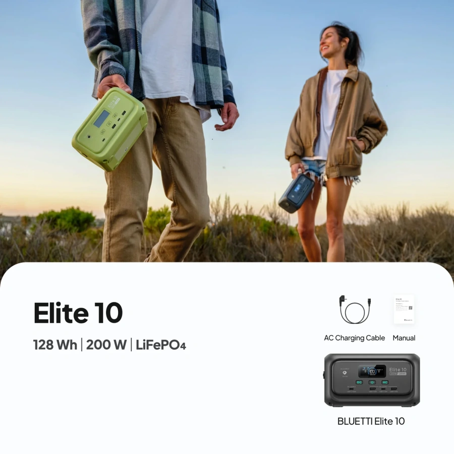 Портативна зарядна станція BLUETTI Elite 10 with UPS | 200W 128Wh (P-EL10-EU-GY-BL-010)
