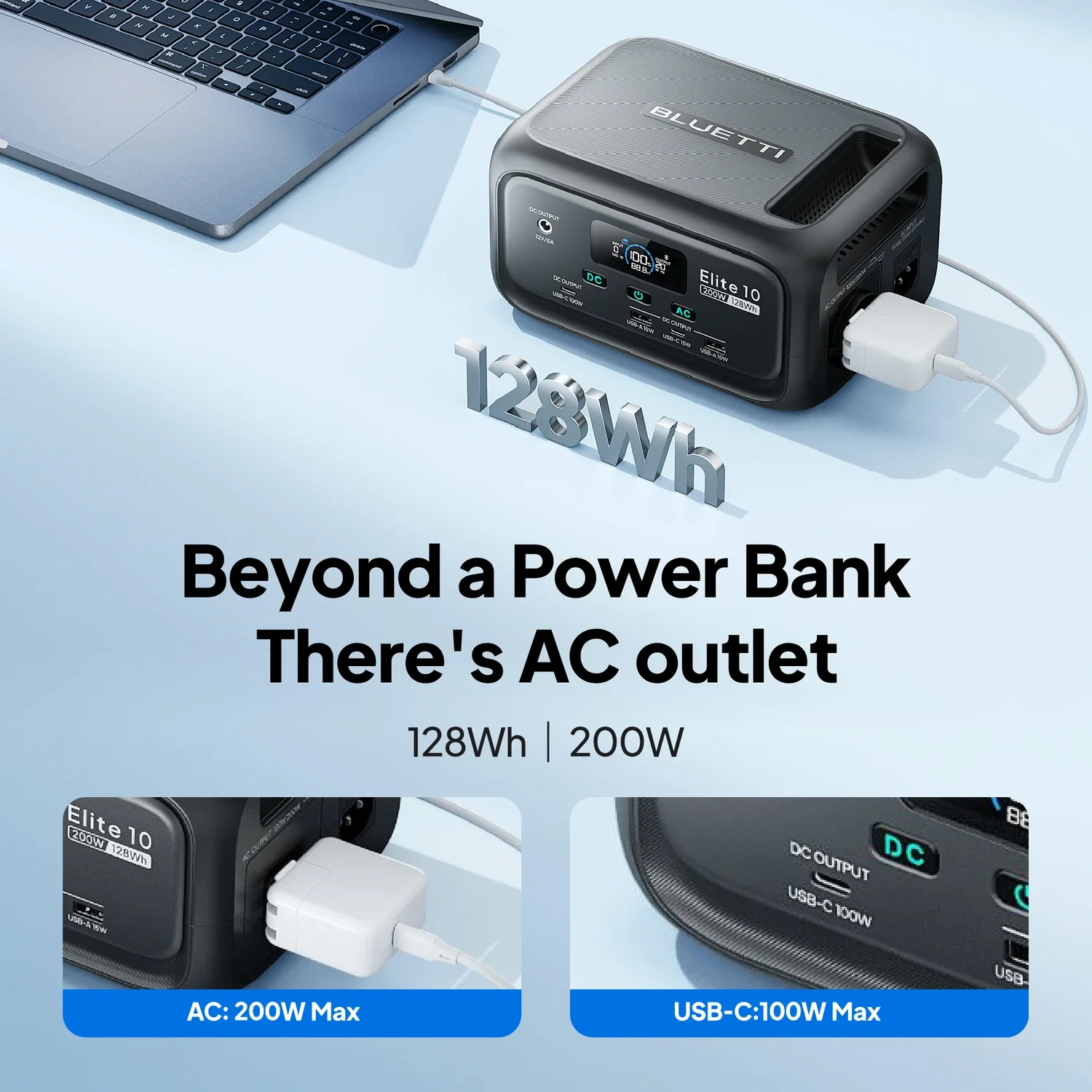 Портативна зарядна станція BLUETTI Elite 10 with UPS | 200W 128Wh (P-EL10-EU-GY-BL-010)