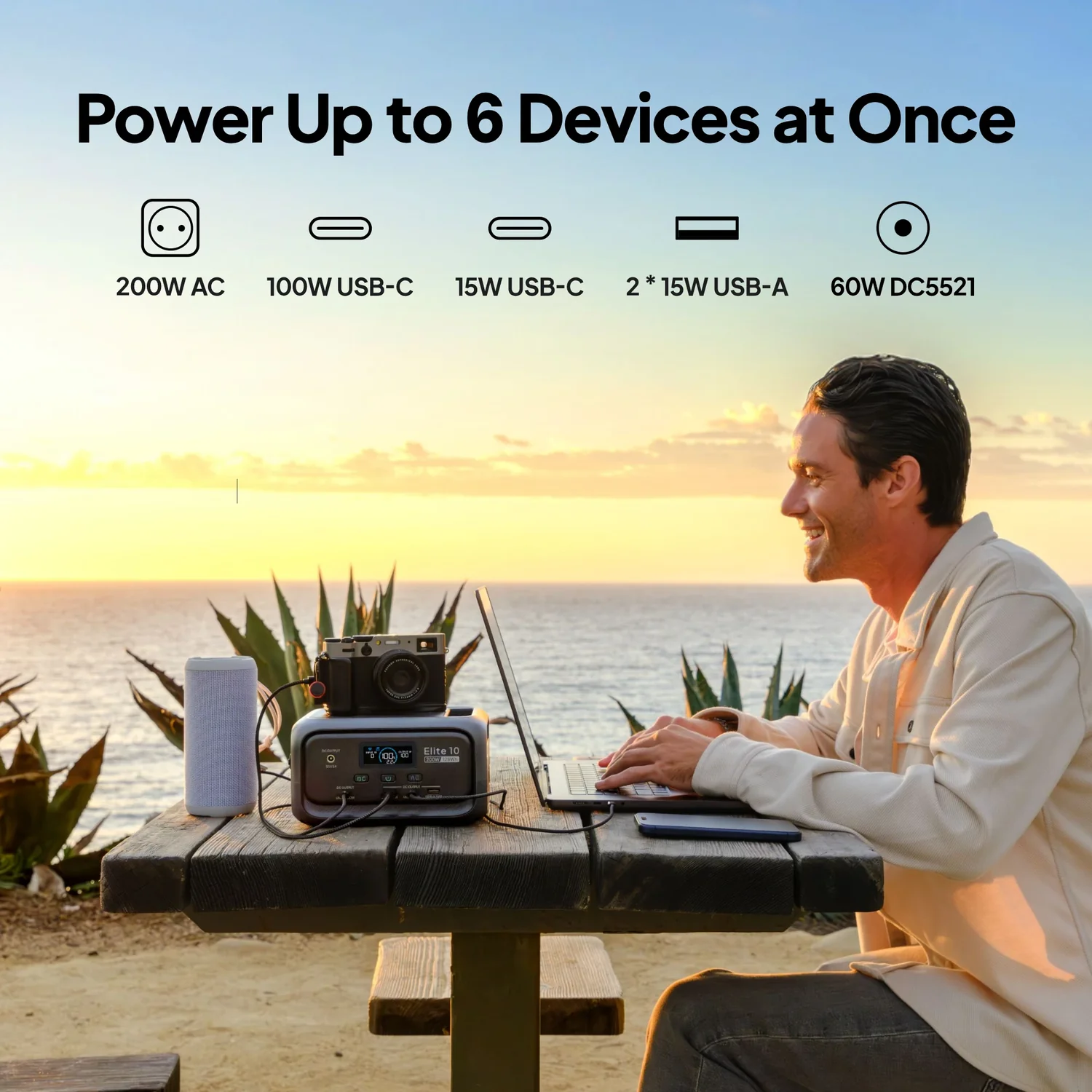 Портативна зарядна станція BLUETTI Elite 10 with UPS | 200W 128Wh (P-EL10-EU-GY-BL-010)