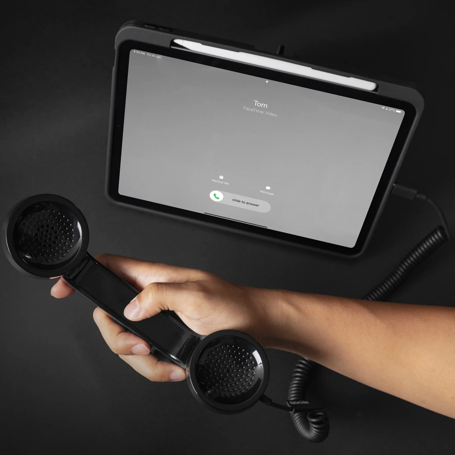 Ретро-трубка для смартфона/компьютера Native Union POP Phone - Black (POP-P-BLK)