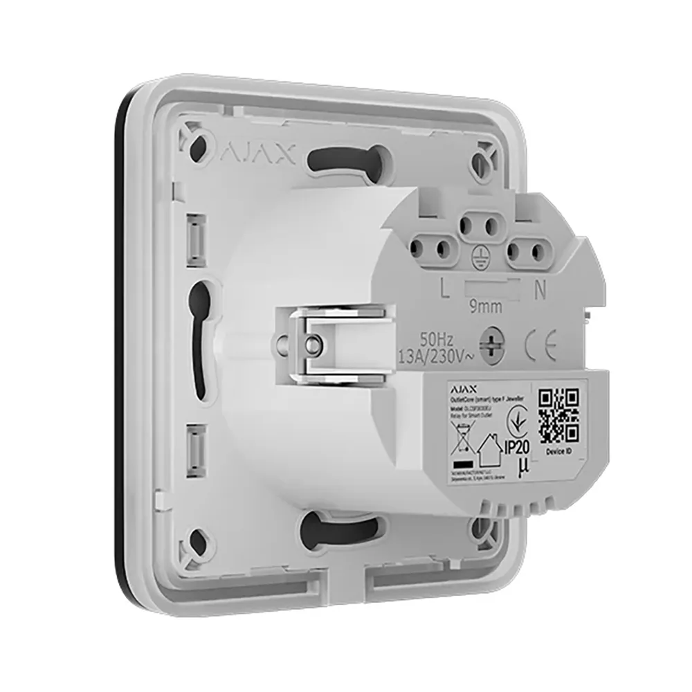 Розумна розетка з функцією моніторингу споживання електроенергії Ajax Outlet [type F] Jeweller - Black