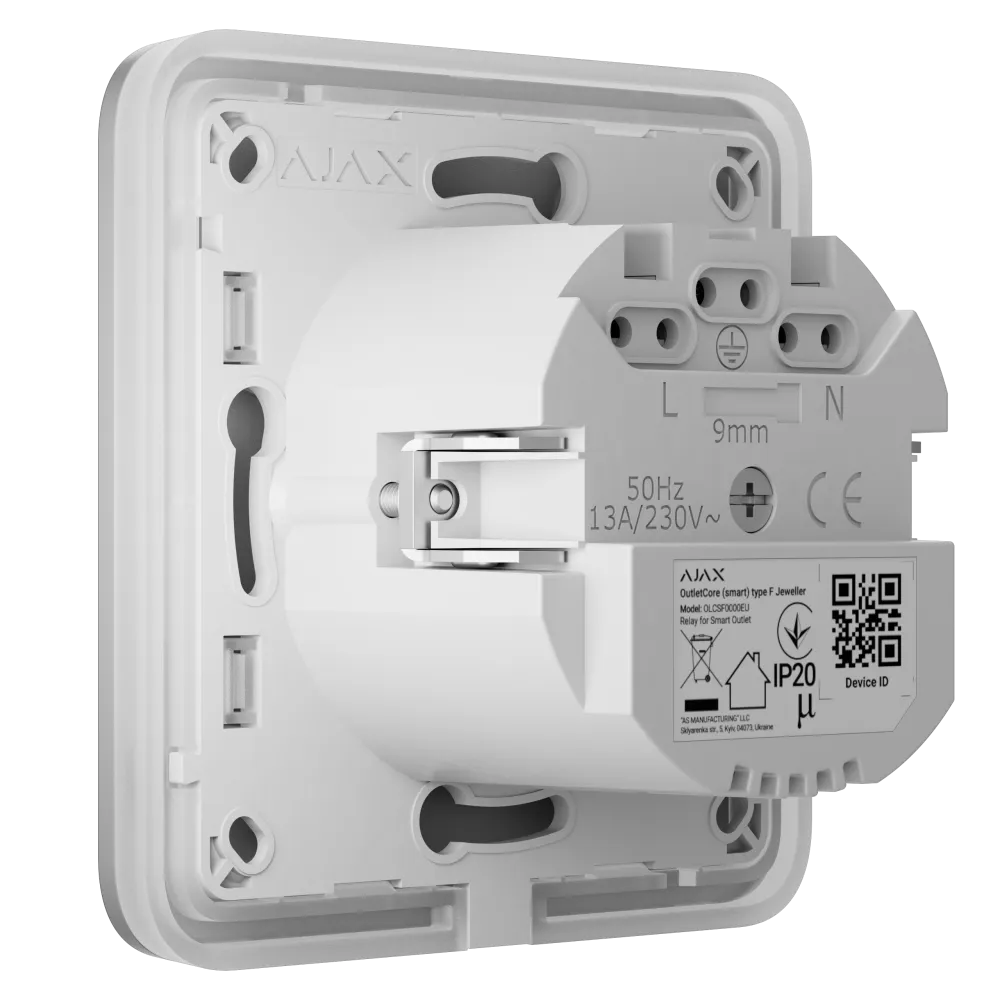 Розумна розетка з функцією моніторингу споживання електроенергії Ajax Outlet [type F] Jeweller - Fog